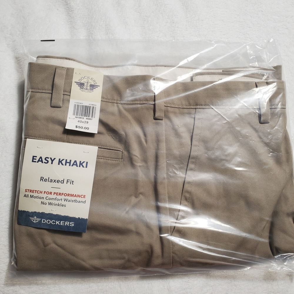 Dockers Easy Khaki 40x29 Men's Relaxed Fit Stretch No Wrinkle Chino Pants Khaki - Picture 5 of 5